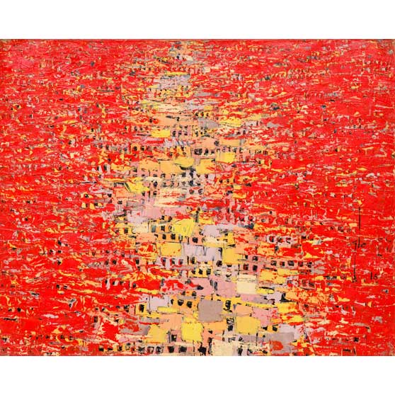 Ablade Glover, Red Townscape III, 2016,  AG073