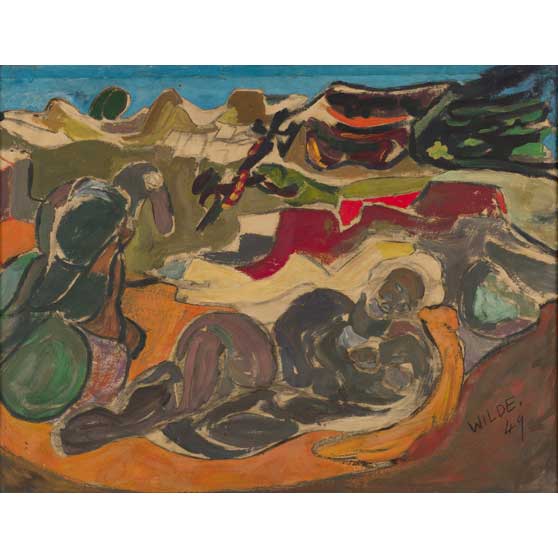 Gerald Wilde, Rocky Landscape &#039;Landscape with Bird and Old Man - Woman and Bird&#039;, 1949,  GW105