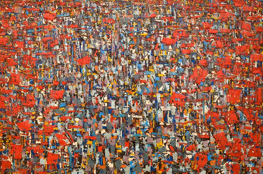 Ablade Glover Red Market II, 2003. Oil-on-Canvas, 102 x 102 cm. Ablade Glover Red Market II, 2003. Oil-on-Canvas, 102 x 102 cm.