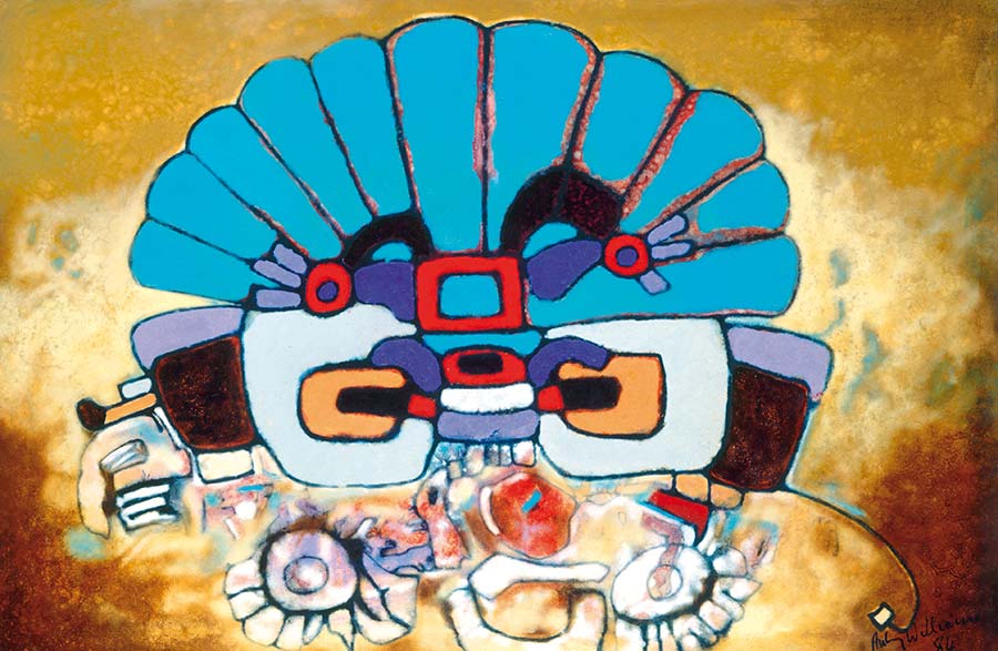 Aubrey Williams, Quetzalcoatl III (Olmec-Maya and Now), 1984, Oil on canvas, 120 x 178 cm. Aubrey Williams, Quetzalcoatl III (Olmec-Maya and Now), 1984, Oil on canvas, 120 x 178 cm.