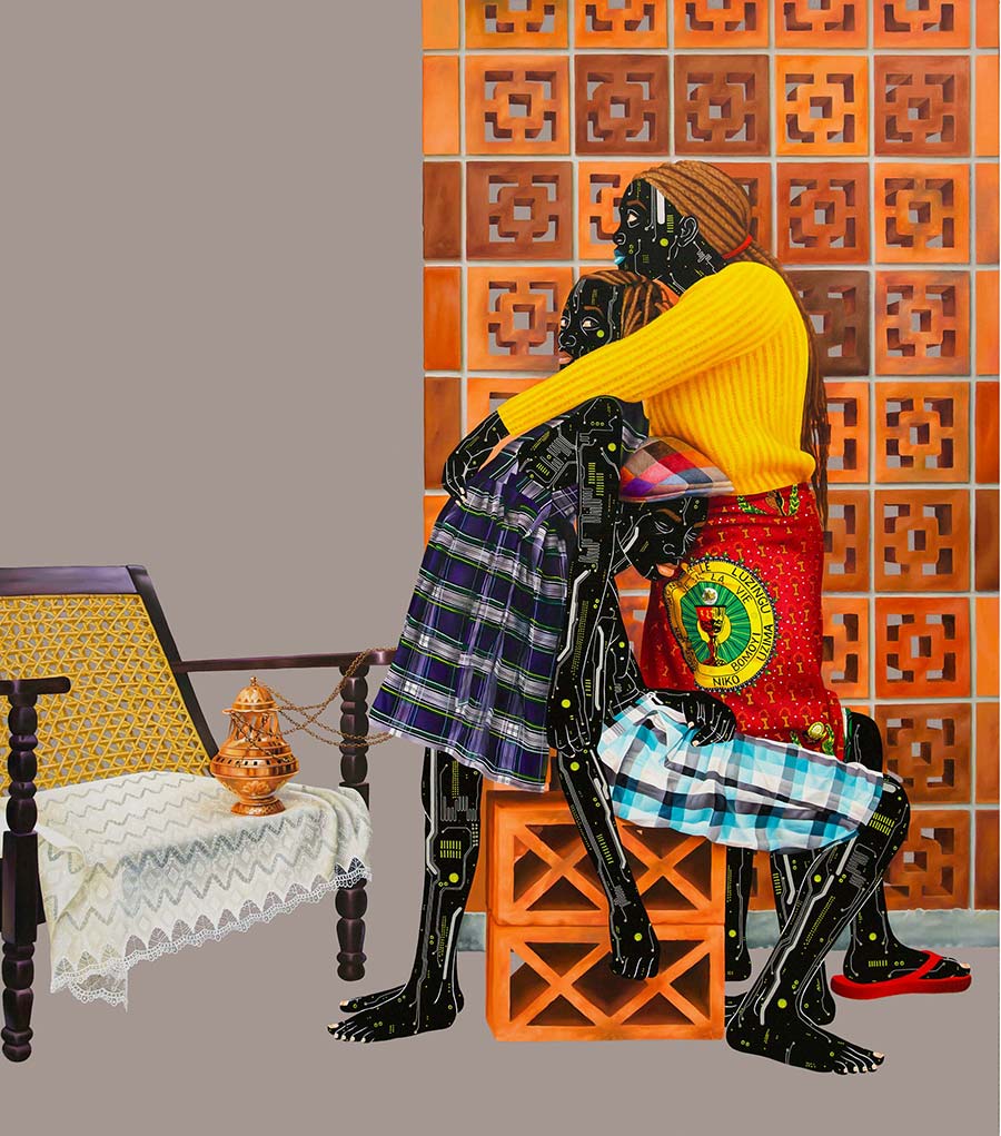 Eddy Kamuanga Ilunga, Profondeur d’identité 2 (Deeper into Identity 2), 2021. Acrylic and oil on canvas, 170 x 150 cm. 