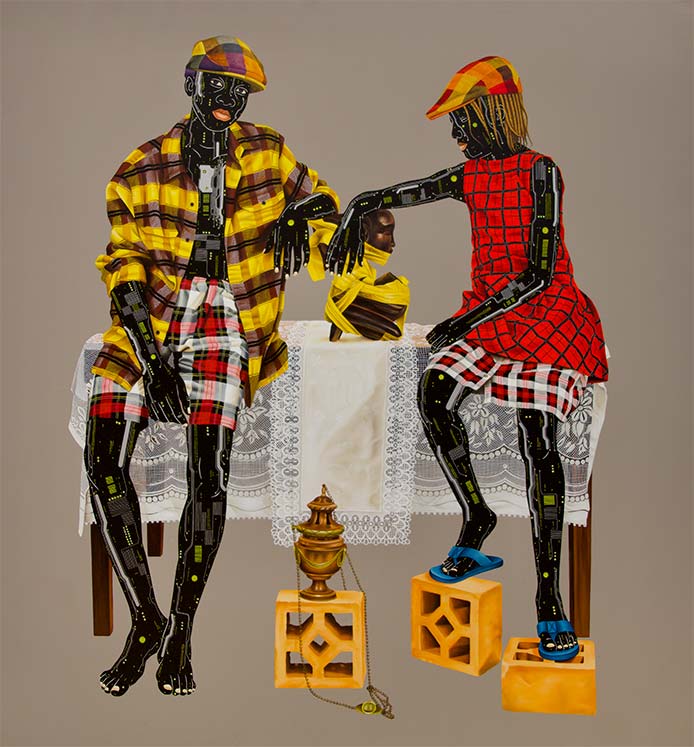 Eddy Kamuanga Ilunga, L'ombre du passé, 2022. Acrylic and oil on canvas, 180.5 x 203.5 cm. Eddy Kamuanga Ilunga, L'ombre du passé, 2022. Acrylic and oil on canvas, 180.5 x 203.5 cm.