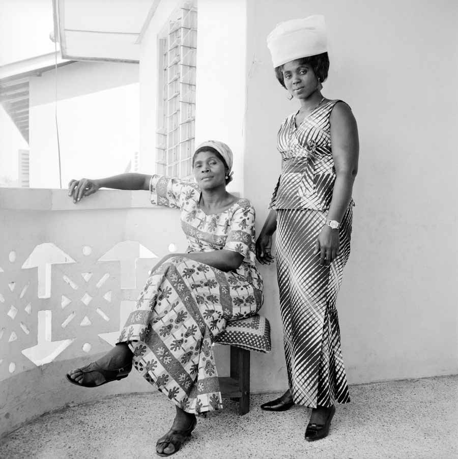 James Barnor, Two Sisters in-law, Florence and Gifty, 1973/74. Lambda print, 70 x 70 cm. Edition of 10 plus 1 artist's proof. James Barnor, Two Sisters in-law, Florence and Gifty, 1973/74. Lambda print, 70 x 70 cm. Edition of 10 plus 1 artist's proof.