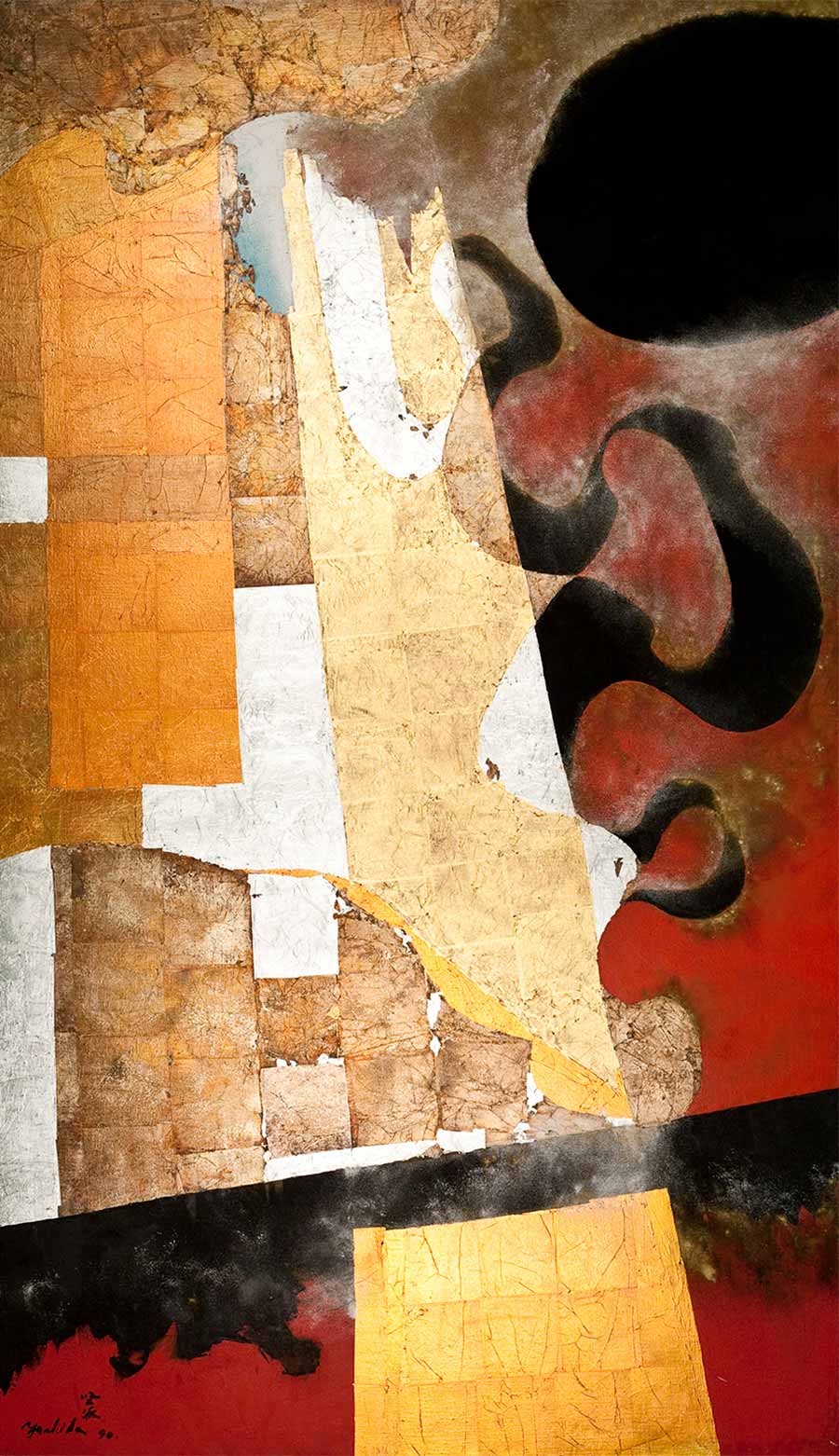 Kenji Yoshida, La Vie, 1990. Oil and metal on canvas, 196 x 114 cm. Kenji Yoshida, La Vie, 1990. Oil and metal on canvas, 196 x 114 cm.