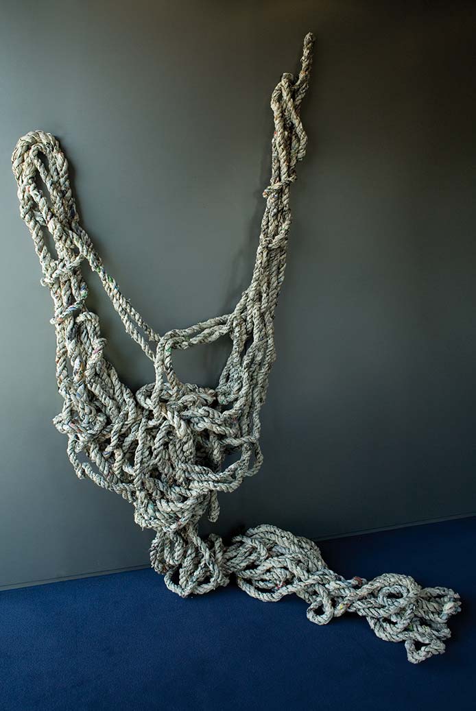 Nnenna Okore, Rope, 2006. Newspaper, Various dimensions. Photo: Jonathan Greet Nnenna Okore, Rope, 2006. Newspaper, Various dimensions. Photo: Jonathan Greet
