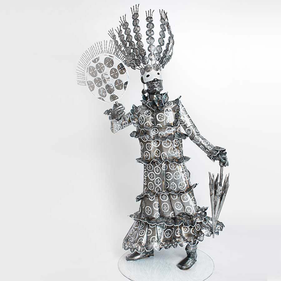 Sokari Douglas Camp, Ruffle Jonkonnu, 2022. Mild steel and acrylic paint, 264 x 124 cm. Sokari Douglas Camp, Ruffle Jonkonnu, 2022. Mild steel and acrylic paint, 264 x 124 cm.