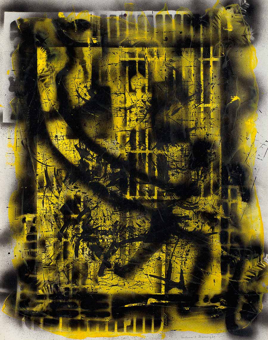 William S. Burroughs, Death by Lethal Injection,1990. Spraypaint on paper, 73 x 58 cm. William S. Burroughs, Death by Lethal Injection,1990. Spraypaint on paper, 73 x 58 cm.