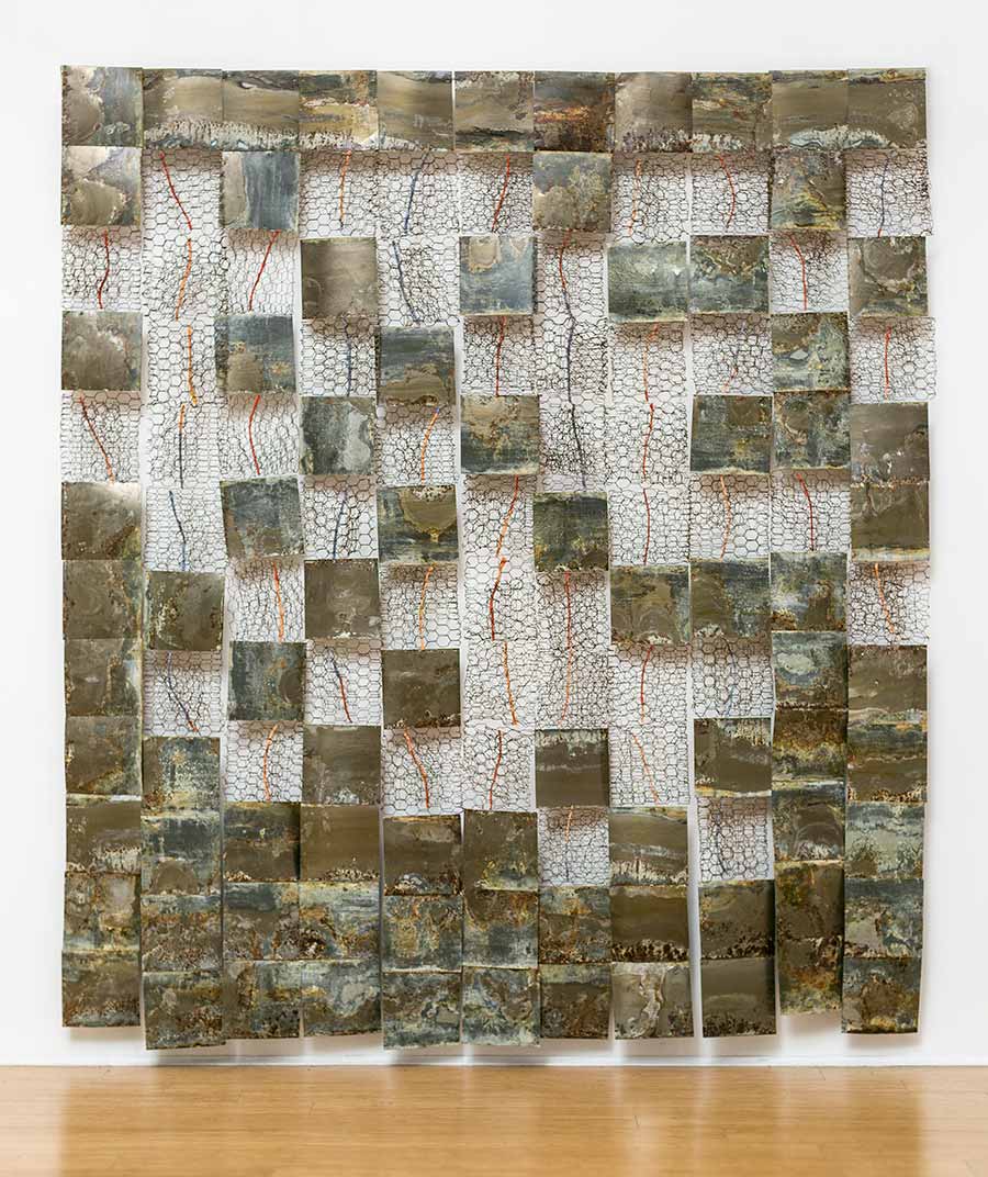 Naomi Wanjiku Gakunga, Routes of Migration, 2015. Sheet metal, steel wire, poultry wire and fabric, 244 x 224 cm. Naomi Wanjiku Gakunga, Routes of Migration, 2015. Sheet metal, steel wire, poultry wire and fabric, 244 x 224 cm.