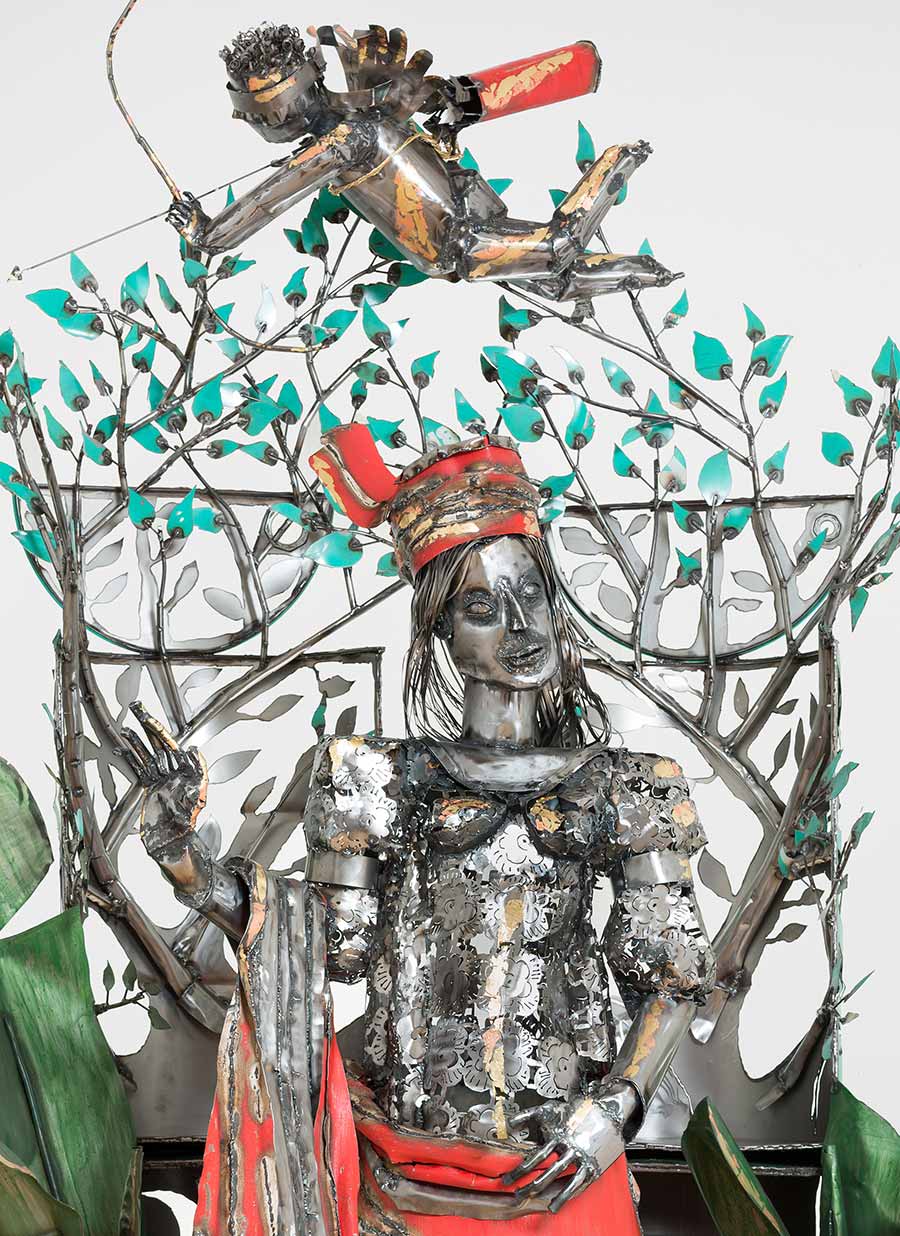Sokari Douglas Camp Blind Love and Grace, 2016. Mild steel, acrylic paint, aluminium gold and copper leaf, 278 x 203 x 135 cm. Sokari Douglas Camp Blind Love and Grace, 2016. Mild steel, acrylic paint, aluminium gold and copper leaf, 278 x 203 x 135 cm.