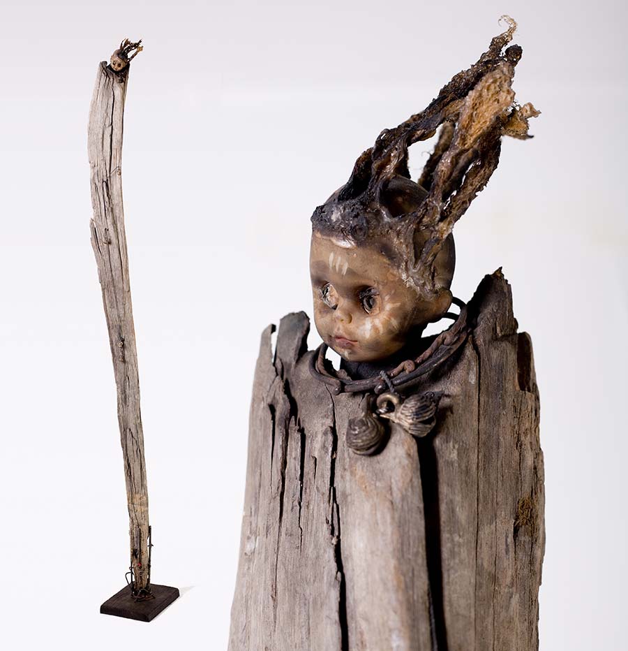 Gérard Quenum, Modéliste (The Model), 2008. Wood, metal and plastic doll, 228 x 30 x 30 cm. Gérard Quenum, Modéliste (The Model), 2008. Wood, metal and plastic doll, 228 x 30 x 30 cm.