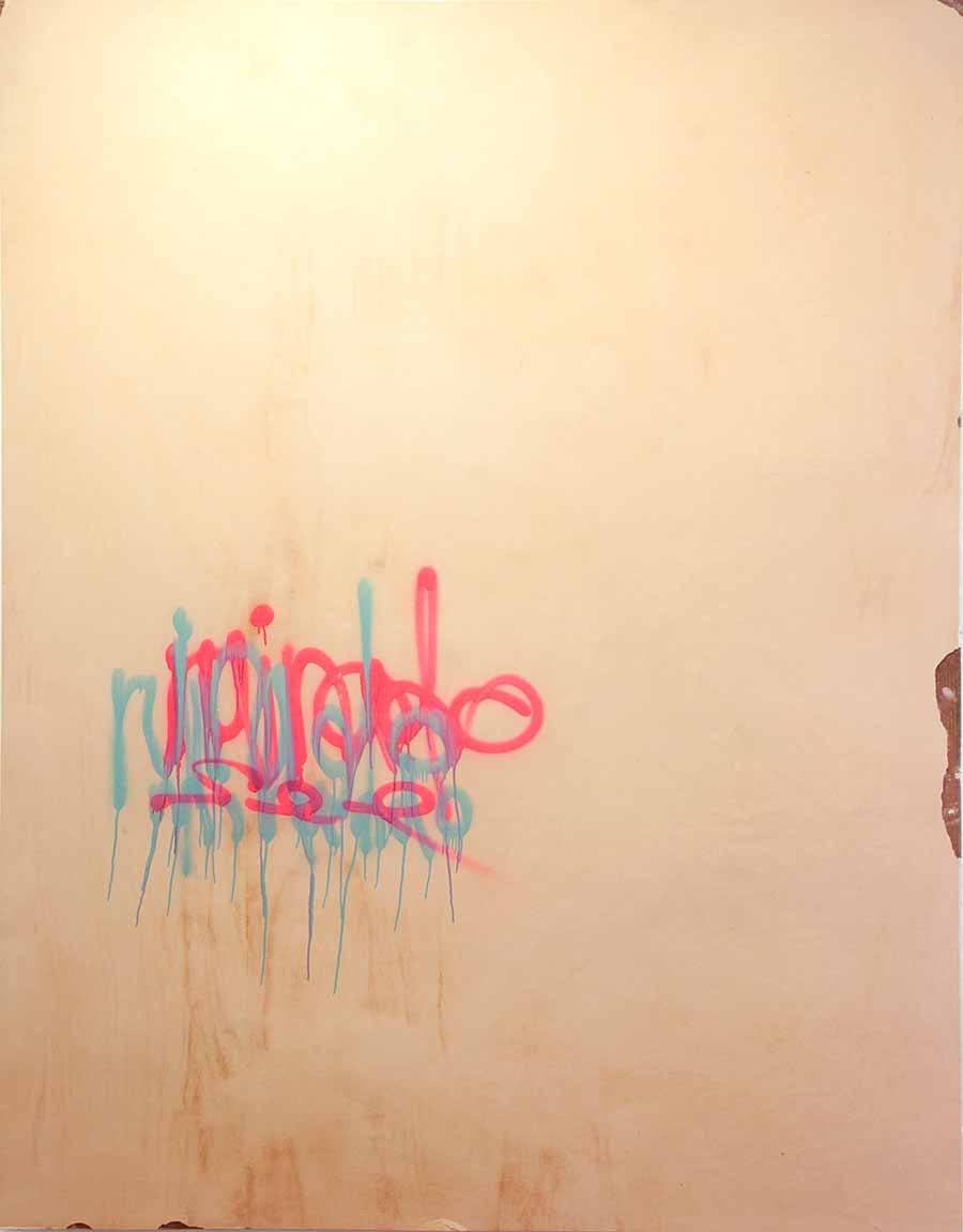 Gandalf Gavan, Mirando/Miedo, 2011. Gypsum, lime, earth pigments, acrylic and cactus juice on wood, 220 x 165 x 5 cm.. Gandalf Gavan, Mirando/Miedo, 2011. Gypsum, lime, earth pigments, acrylic and cactus juice on wood, 220 x 165 x 5 cm..