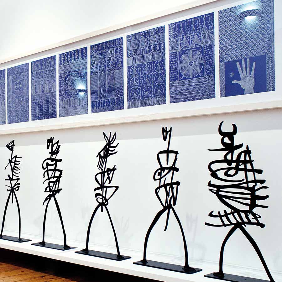 Installation of 7 <em>Les Priants</em> at the exhibition <em>Rachid Koraïchi: Ecstatic Flow</em>, 2010.