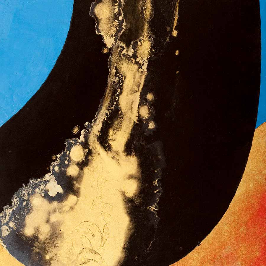 <strong>Kenji Yoshida</strong>, <em>La Vie</em> (detail),1998. Oils and metals on canvas, 46 x 38 cm.