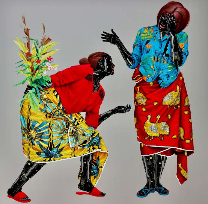 Eddy Kamuanga Ilunga, Displacing the Living, 2025. Acrylic and oil on canvas. 150 x 150 cm. 