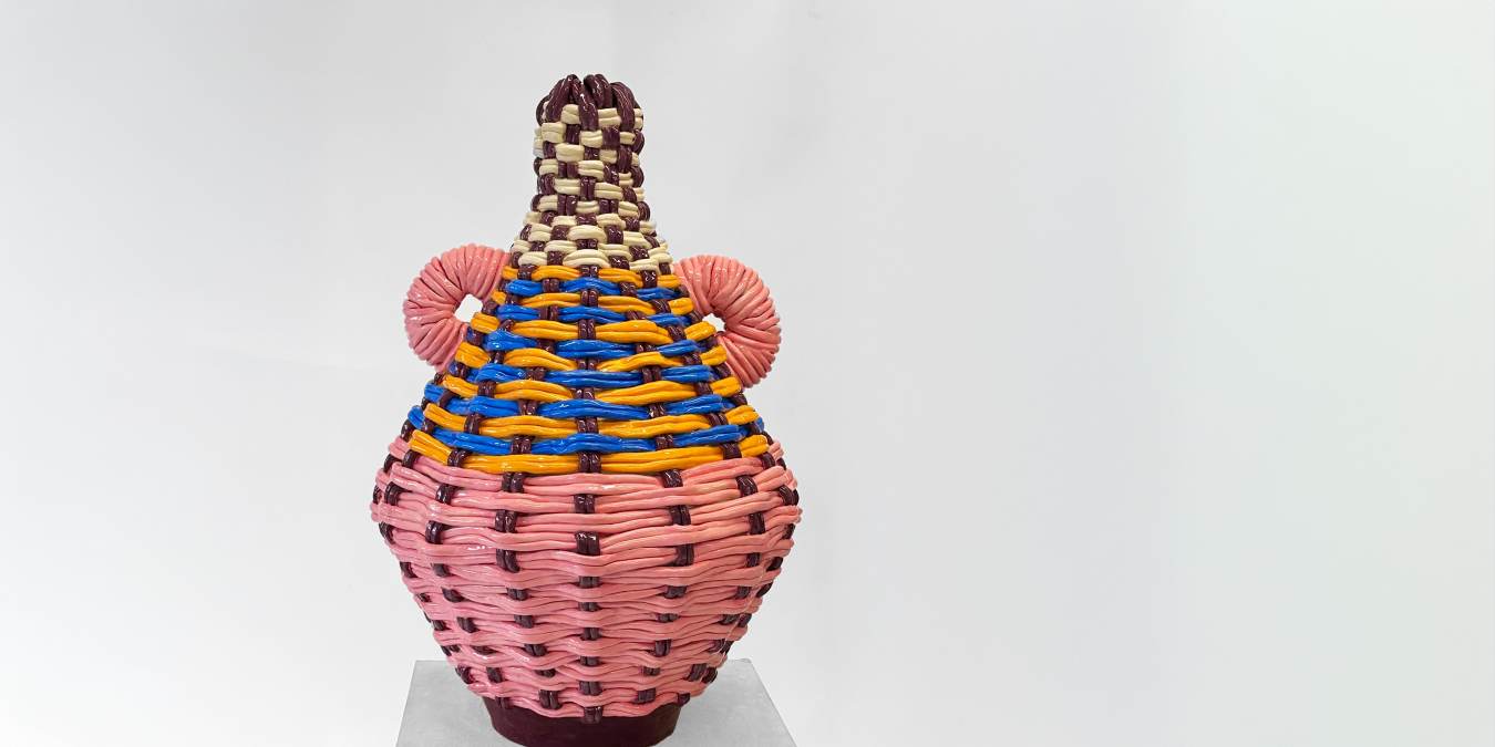 Xanthe Somers, The Caretaker’s Clotheshorse (detail), 2025. Glazed stoneware, 89 x 60 x 60cm.