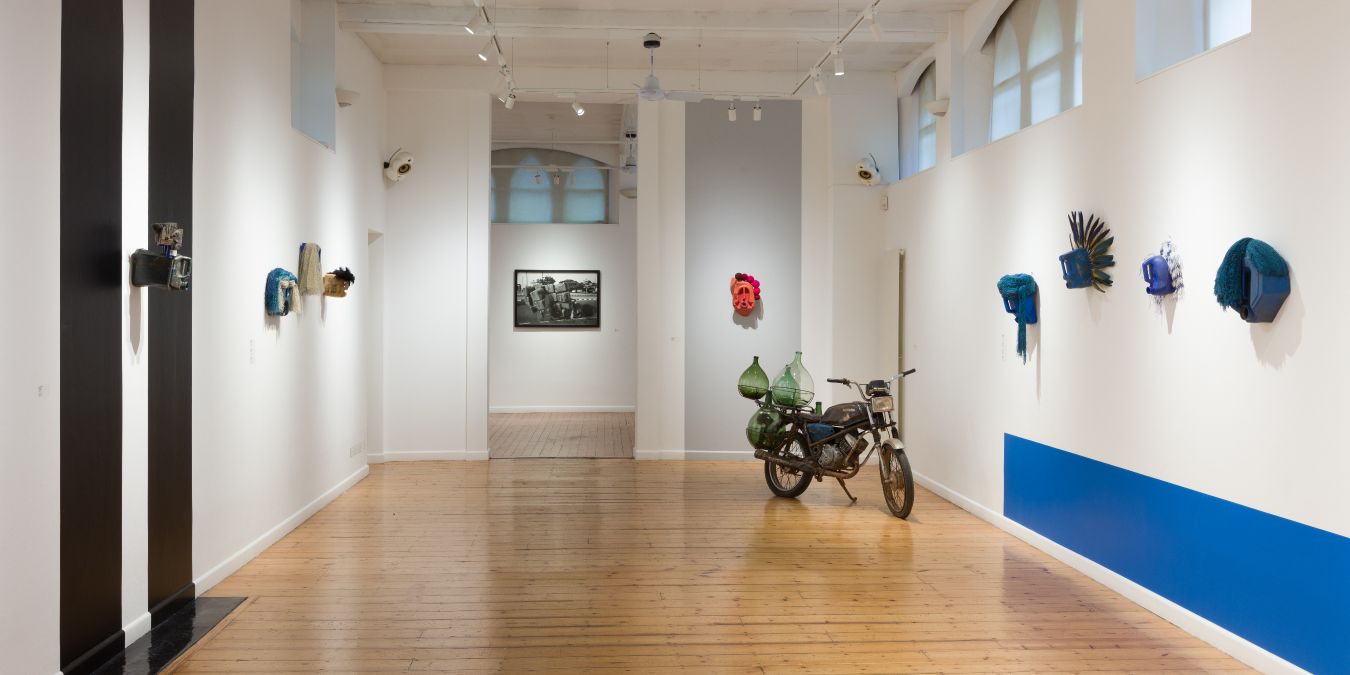 installation view of Romuald Hazoumè: My Blue Period