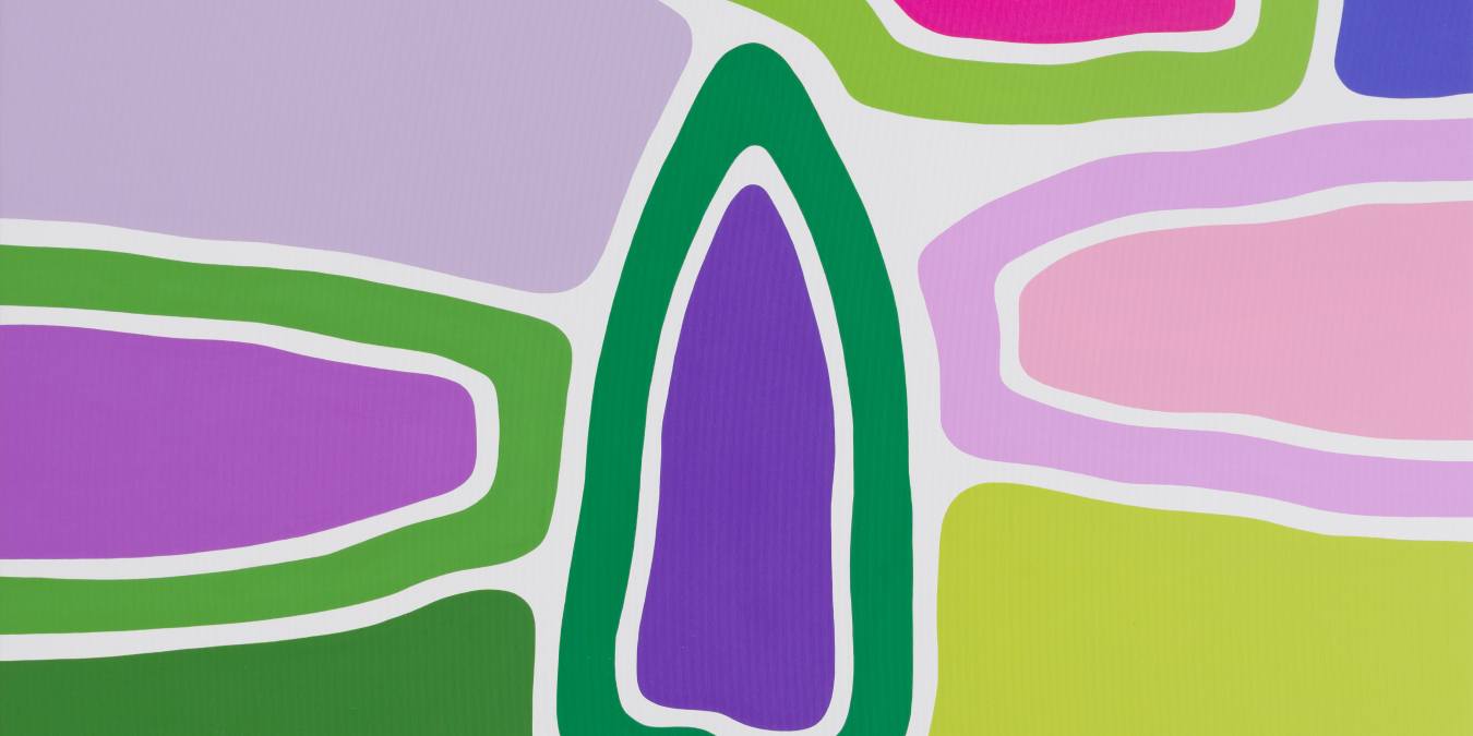 Yacout Hamdouch, Une haie de volubilis à Carvoeiro (Hedge of Morning Glories in Carvoeiro) (detail), 2026. Acrylic on canvas, 160 x 130 cm.