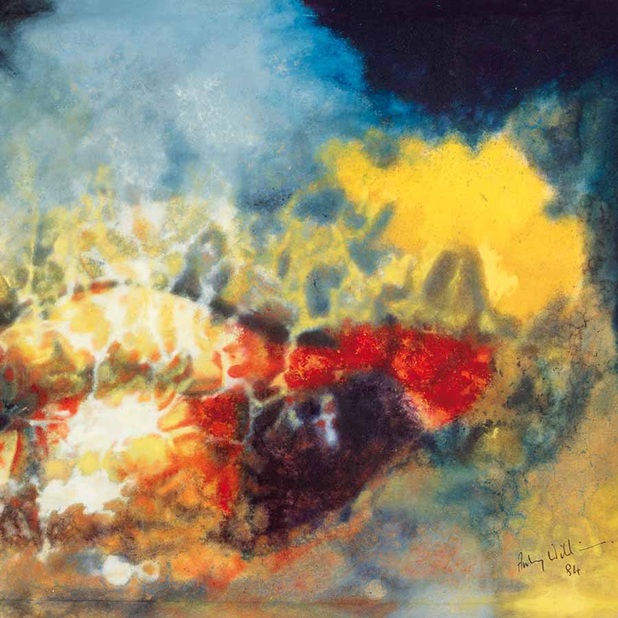 <strong>Aubrey Williams</strong>, <em>Hymn to the Sun IV</em>, 1984. Oil on canvas, 120 x 178 cm. (Olmec Maya series)</em>
