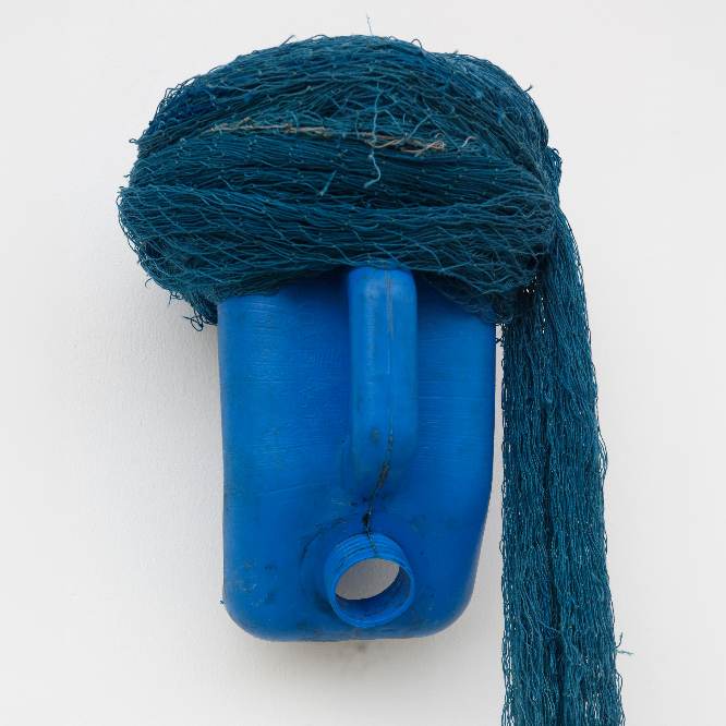 Romuald Hazoumè, Chênnai, 2024-25.Found objects 58 x 30 x 22 cm.